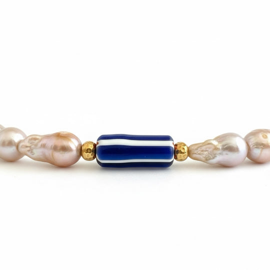 ZAFIRA Necklace — Baroque Pearls | Venetian Chevron Bead
