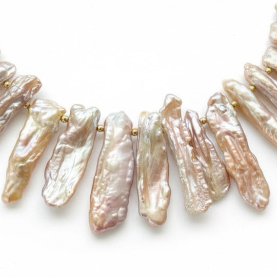CALYPSA Necklace — Stick Baroque Pearls | Gold-Plated Silver