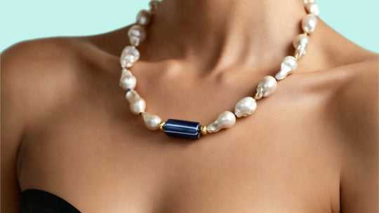 ZAFIRA Necklace — Baroque Pearls | Venetian Chevron Bead